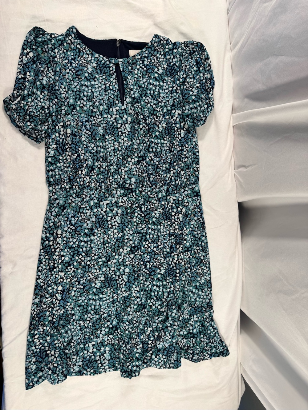 LOFT Wildflower Puff Sleeve Fit & Flare Floral Keyhole Dress Size 6P Cottagecore